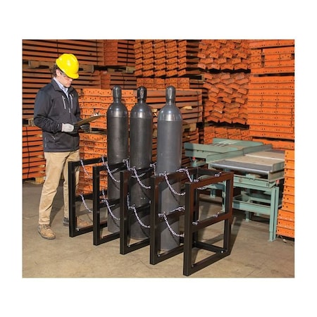 Justrite Cylinder Tube Rack, 4 Wide x 2 Deep, 58"W x 26"D x 30"H, 8 Cylinder Cap. 35150